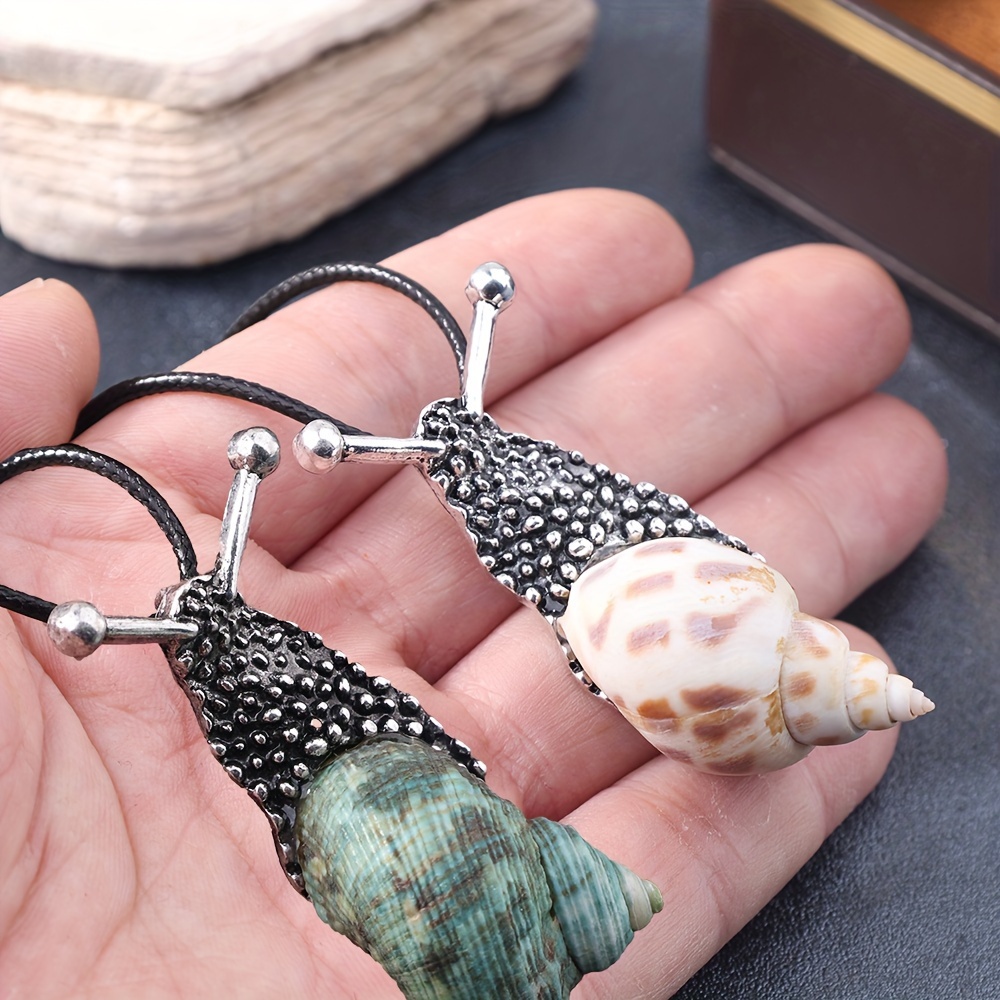 

1pc Creative Snail Conch Design Pendant Rope Necklace, Suitable For Daily Wear