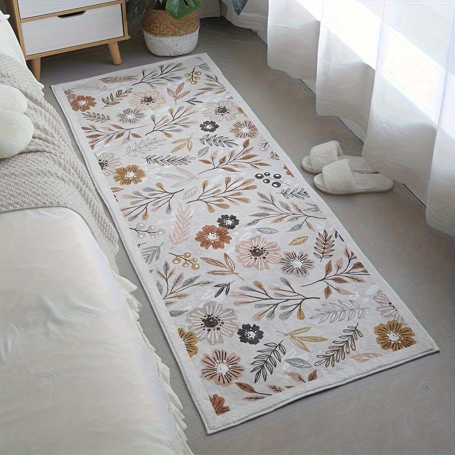 

Floral Indoor/outdoor Runner Rug: 120cm .2in, Machine Washable, Waterproof, Non-slip, Low Pile, Bedrooms, Guest Rooms, And