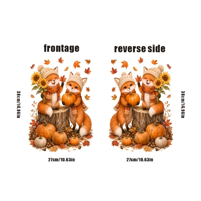 TEMU Plat 2D, 1 pièce, autocollant pour vitre plat 2D imprimé bonnet d'automne tricoté renard citrouille, film pour vitre en PET, résidu, résidu