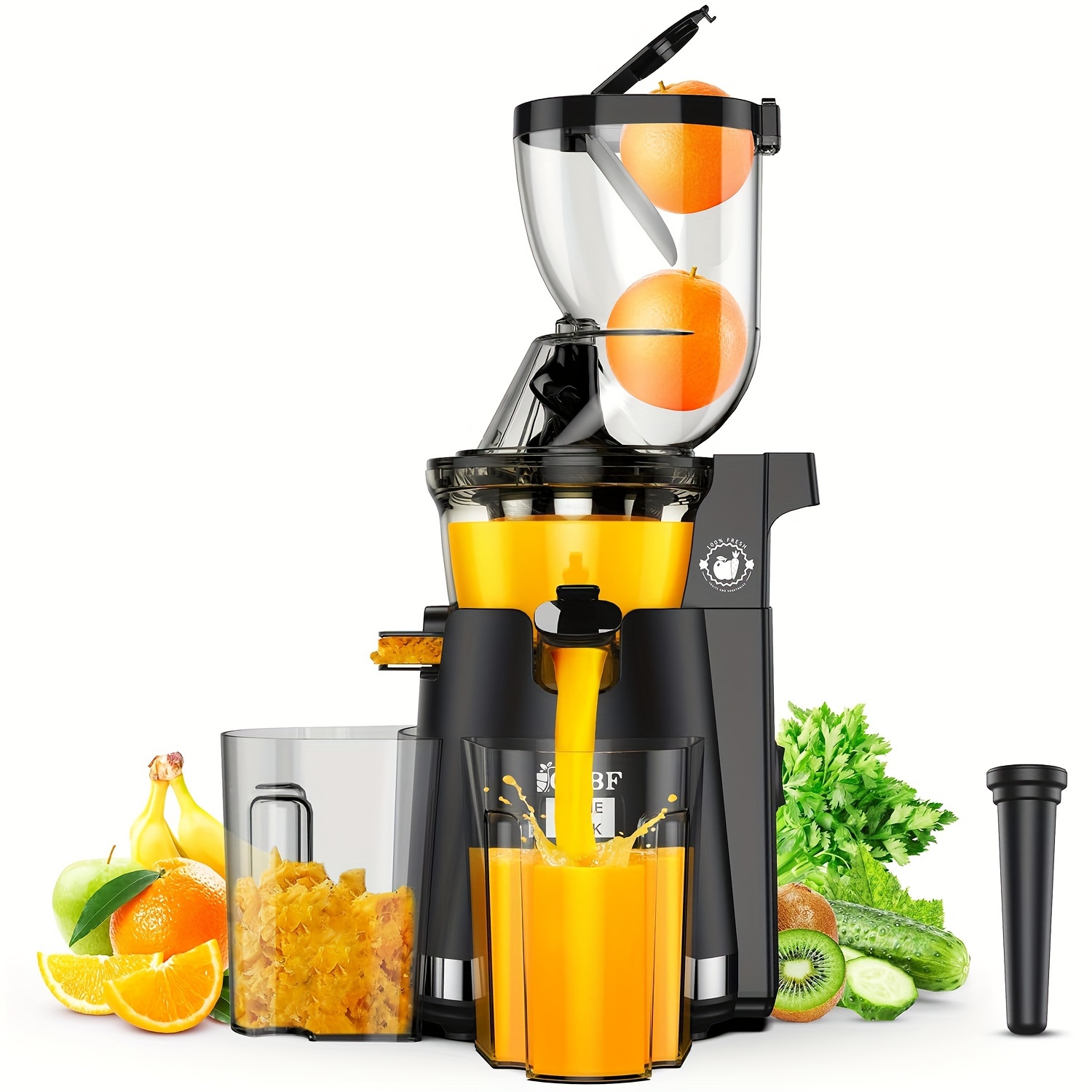 

Cold Press Juicer Machines, 300w Slow Masticating Juicer Machines With 3.5inch (89mm) Large Feed Chute, Slow Cold Press Juicer Machines Vegetable And Fruit, Reverse Function Easy To Clean With Brush