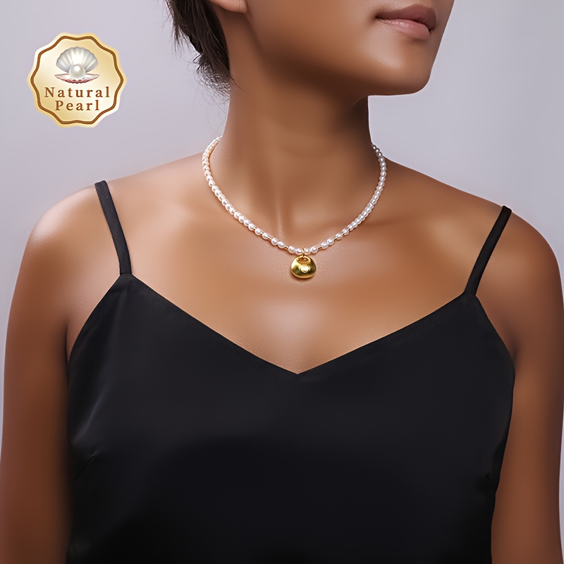 Women's Adjustable Freshwater Pearls Fortune Lock Necklace