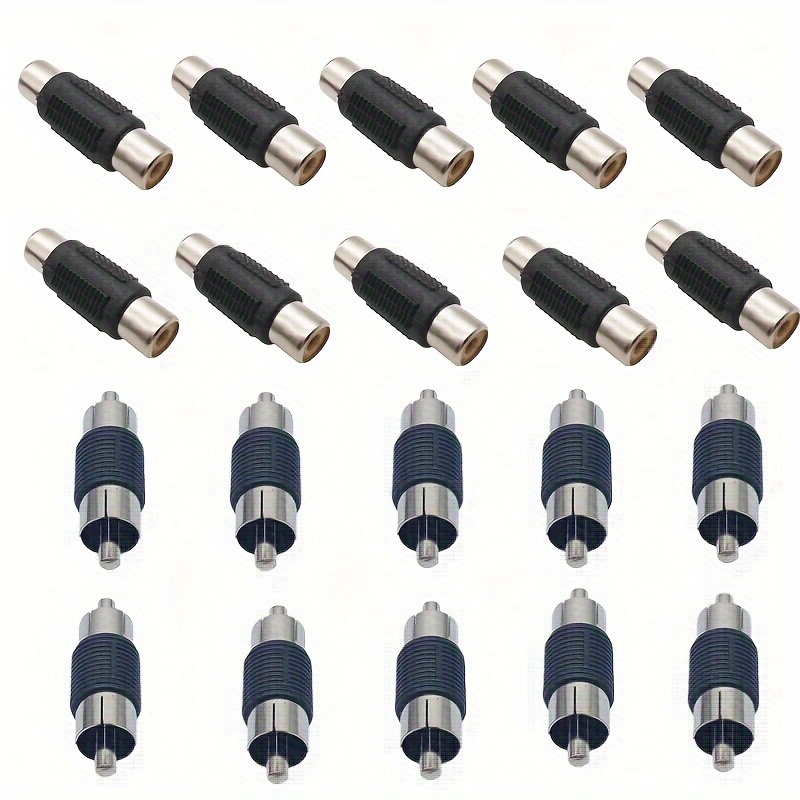 

Rca Adapter, 10pcs Rca Female To Female Coupler And 10pcs Rca Male To Male Coupler Gold Plated For Phono, Speaker, Amplifier And Rca Cable Extension