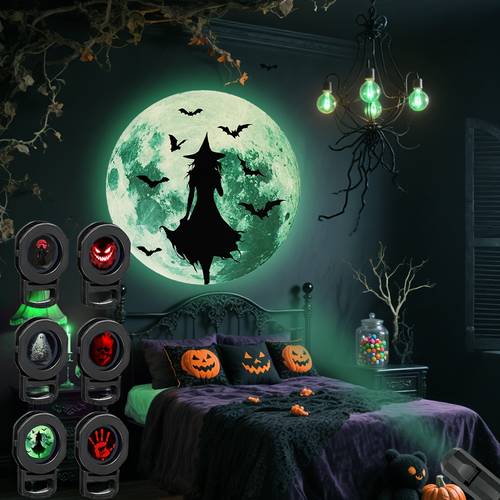 halloween led projection lamp courtyard festival camping party usb light ground pattern atmosphere light usb powered energy saving portable with multiple patterns ghost skull horror