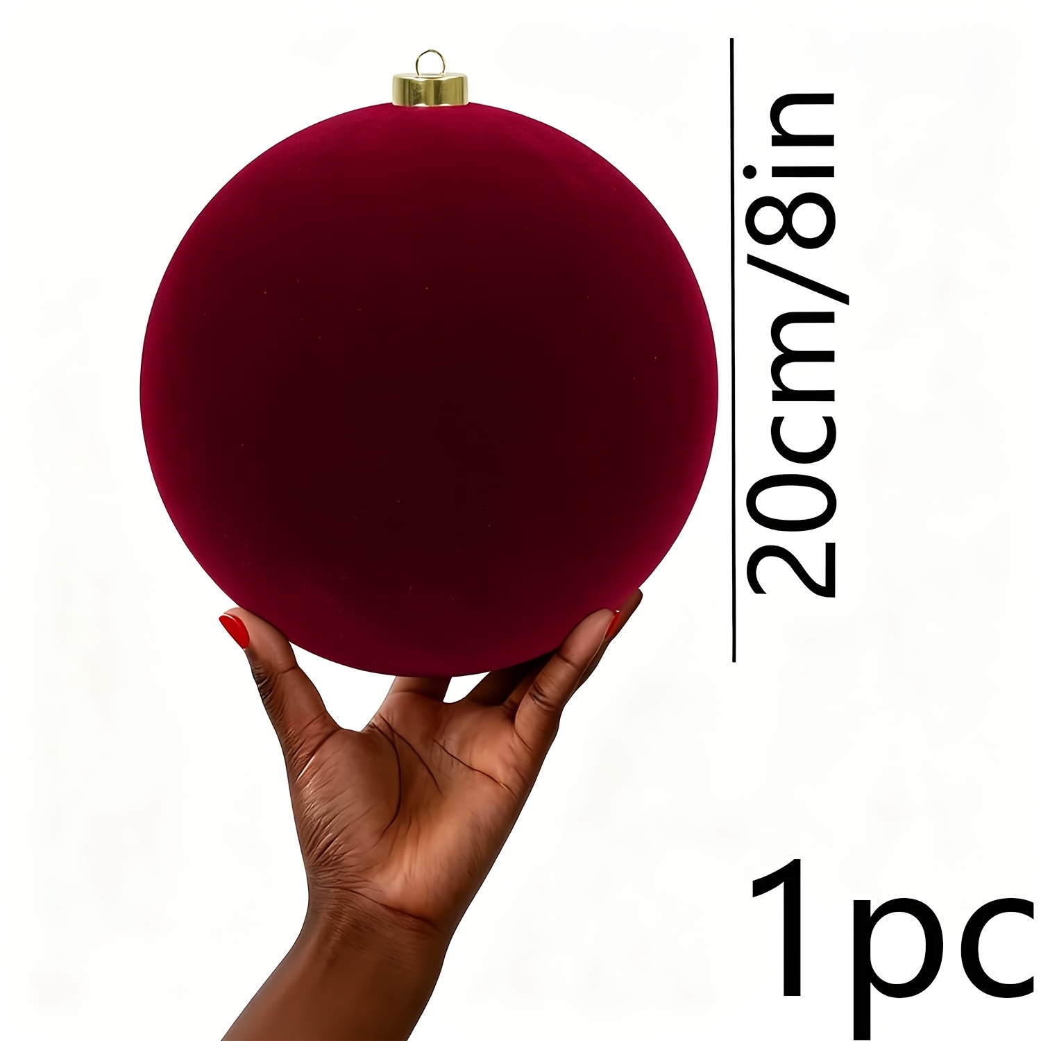 TEMU Decorazioni natalizie a forma di sfera in velluto extra large da 8 pollici - Ornamenti da albero di Natale resistenti alla per feste natalizie,
