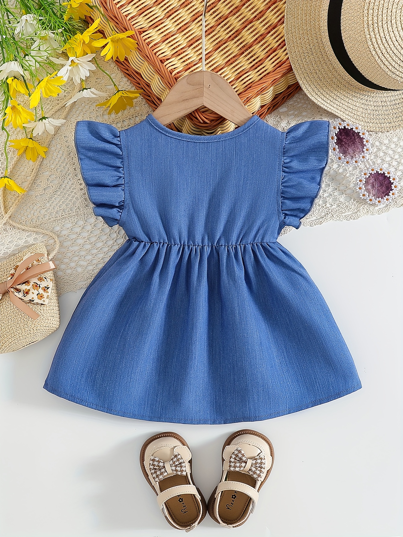 Summer Fashion Versatile Dress for Baby Girls, Featuring a Denim Sleeveless Design, Perfect for Outings And Embodying a Sweet, Princess-Like Style.