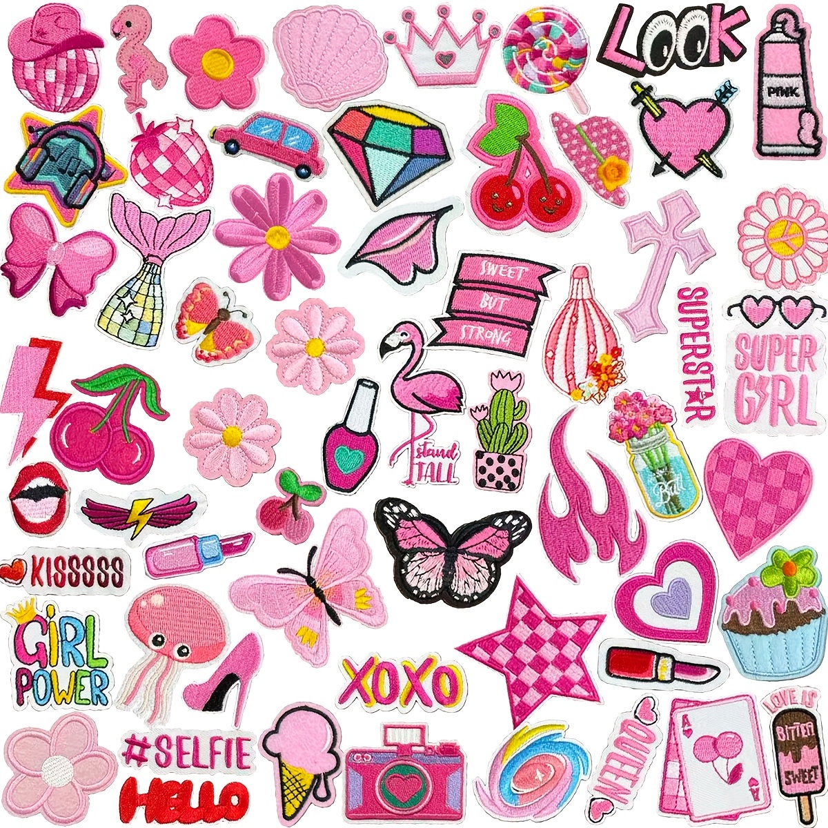60pcs Of Embroidered Patches For, Suitable For Ironing Or Sewing Clothing, Pants, Backpacks, Hats, Jeans, And Projects