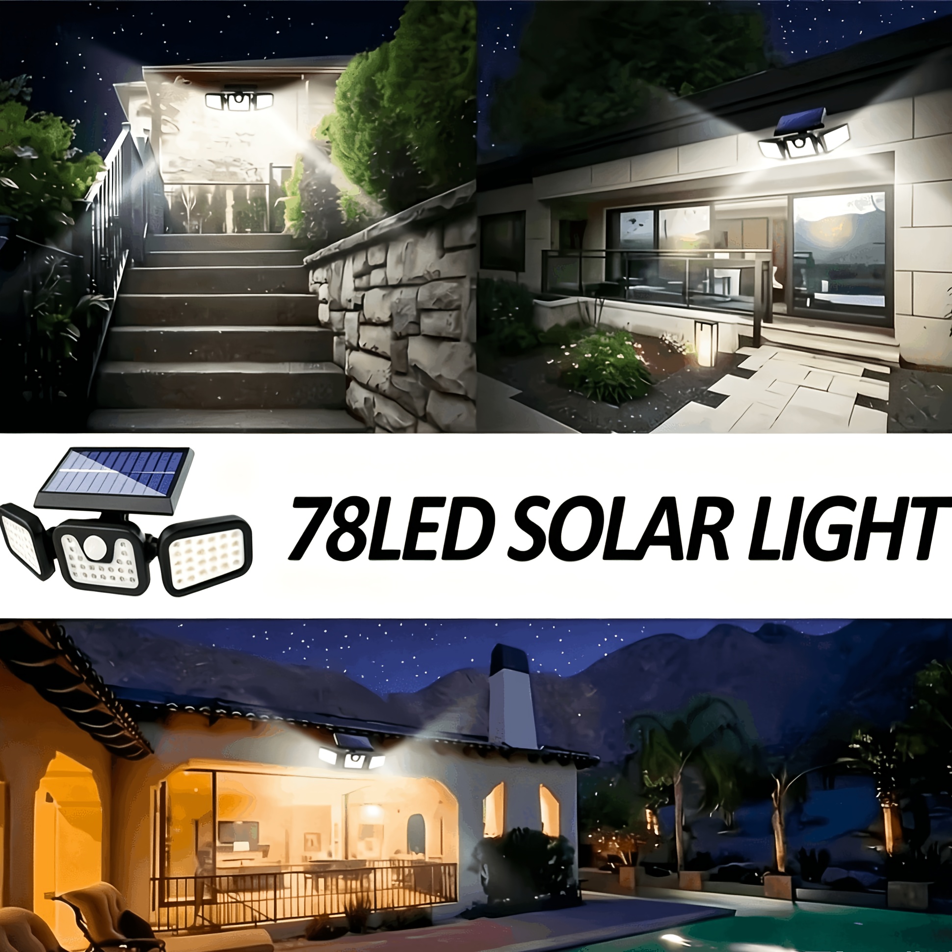 78 LED Solar Motion Sensor Light with 3 Brightness Modes