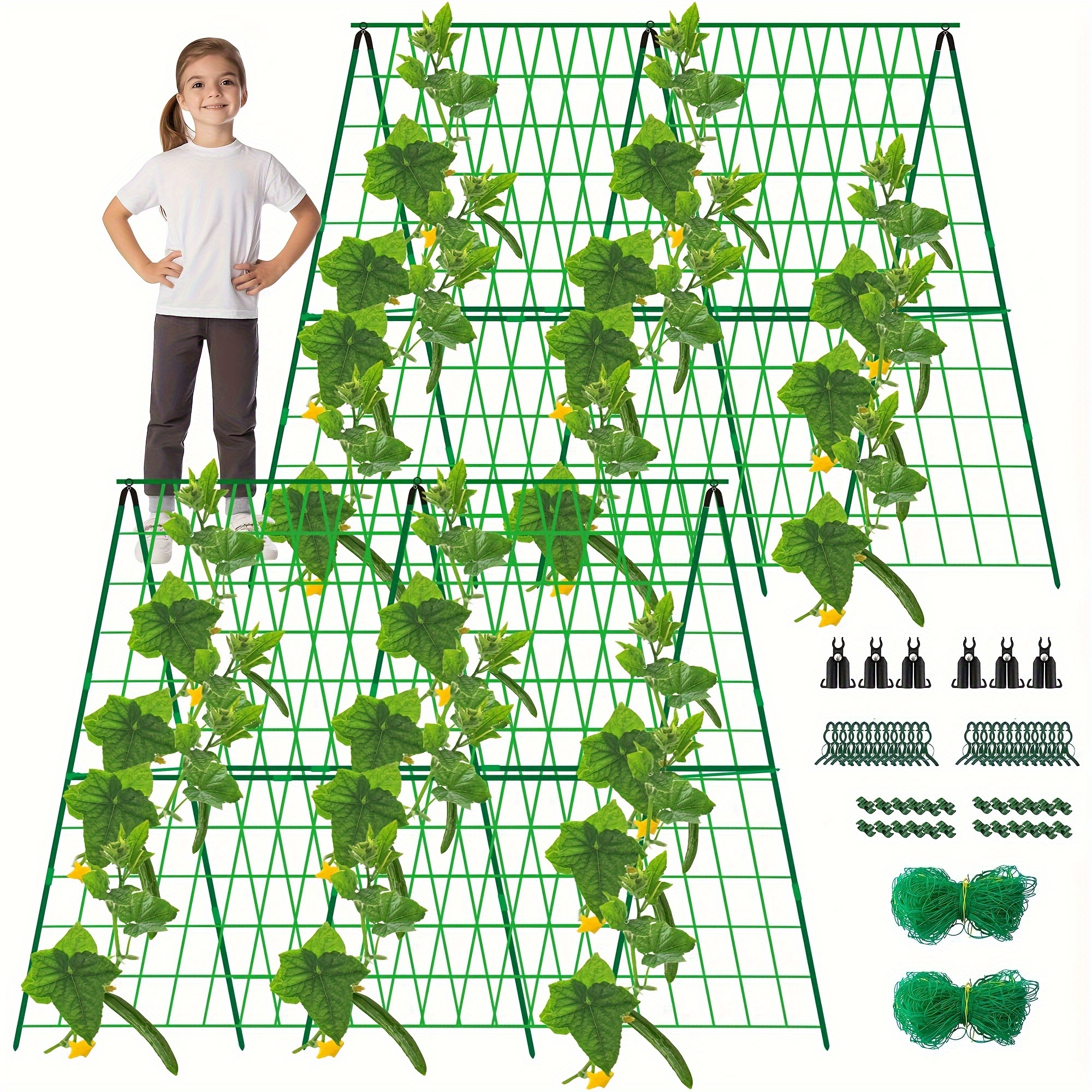 

2 Packs 48" X 48" Foldable Trellis For Raised Bed- Garden Trellis For Climbing Plant Outdoor With Climbing Net & Plant Support Clip For Outdoor Plants Zucchini Vegetables Flowers