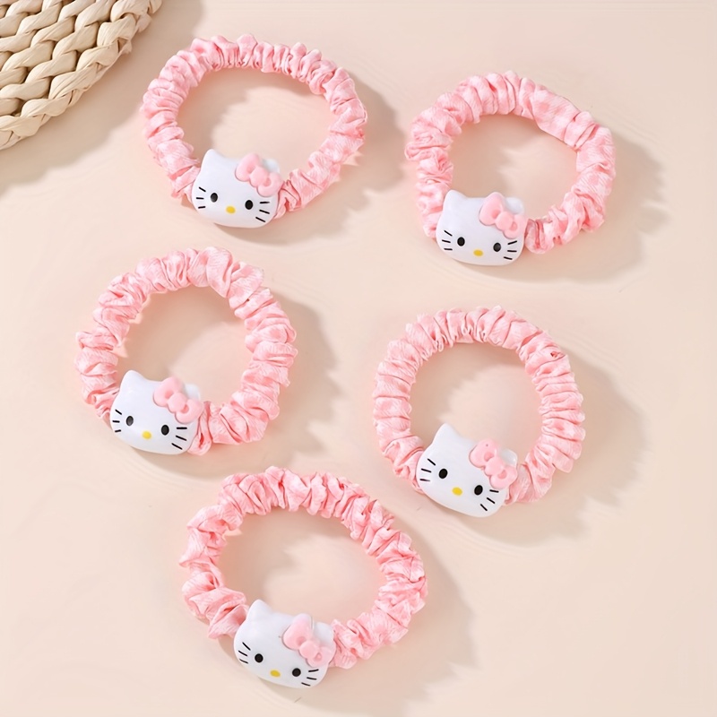 Image of 5pcs/set Pink Hair Ties Headbands Suitable For Women Hair Scrunchies Hair Additions Hair Additions