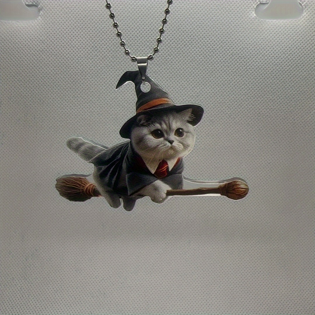 1pc 2d acrylic magic flying kitten rearview mirror decorative pendant, backpack keychain decorative pendant, home decoration products magic flying kitten 7