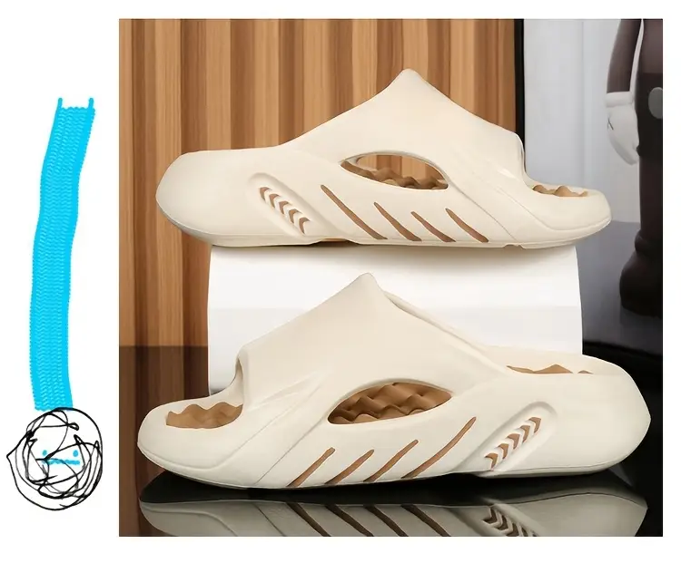 unisex 1 pair eva slides for women 2024 fashionable massage insole slippers non slip odor resistant indoor outdoor beach strap sandals solid color Product details 2