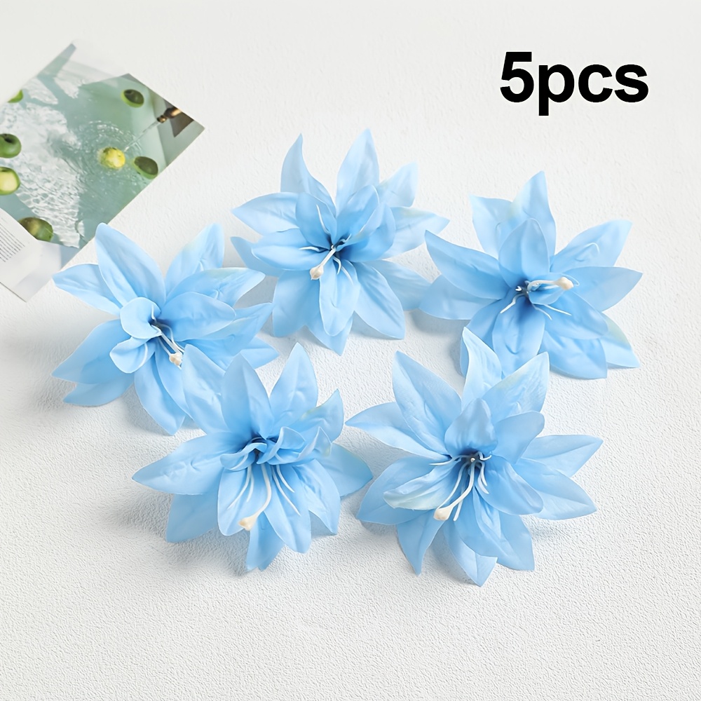 TEMU 5/9pcs Multicolor Artificial Lily Flower, 4.92 Inches, Fashion Silk Flower For Handmade Hair Clip Summer Beach Ornament Home Decoration