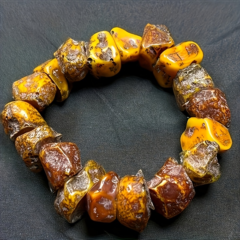 Yellow Old Beeswax Irregular-Shaped Bracelet, Unisex Gift