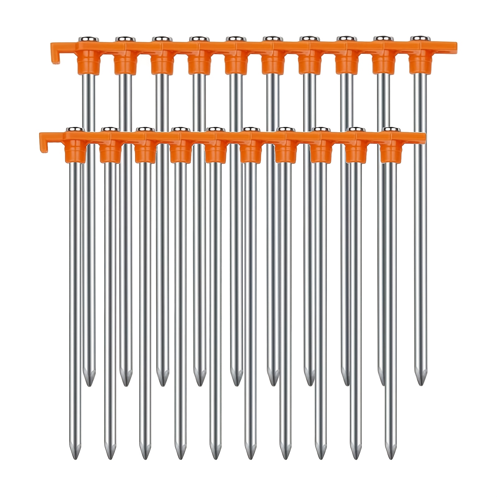 TEMU 20-pack Heavy Duty Tent Stakes For Camping Non-rust Metal Stakes 9.8-inch Ground Pegs For Tent Tarp