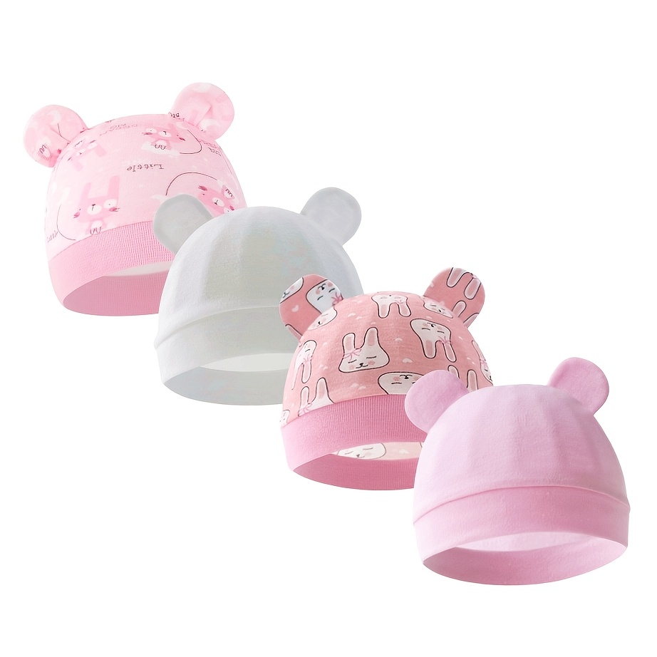 4pcs 0-6 Months Infant Newborn Cap, Spring/summer/autumn Thin Pullover Single-layer Hat
