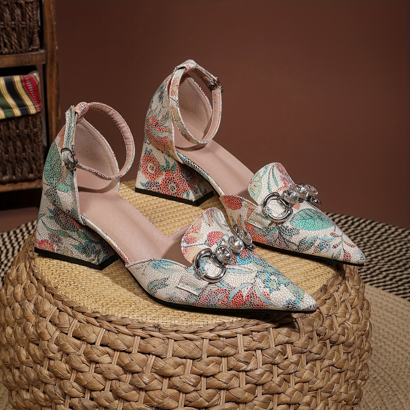 Women's Cover Mule-Style Pointed-Toe High-Heel Shoes Glittering  Accent Options (Pink/Green/Blue/Purple/*) P