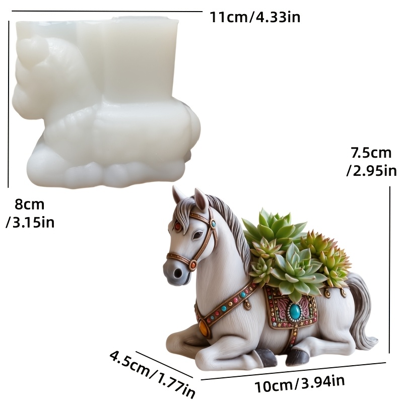 E-shop Harz-Silikonform für Pferde-Blumentopf, niedliche Pferd-Pflanzenvase, Blumentopf, Dekorationsform, Gipsform, Zementform,