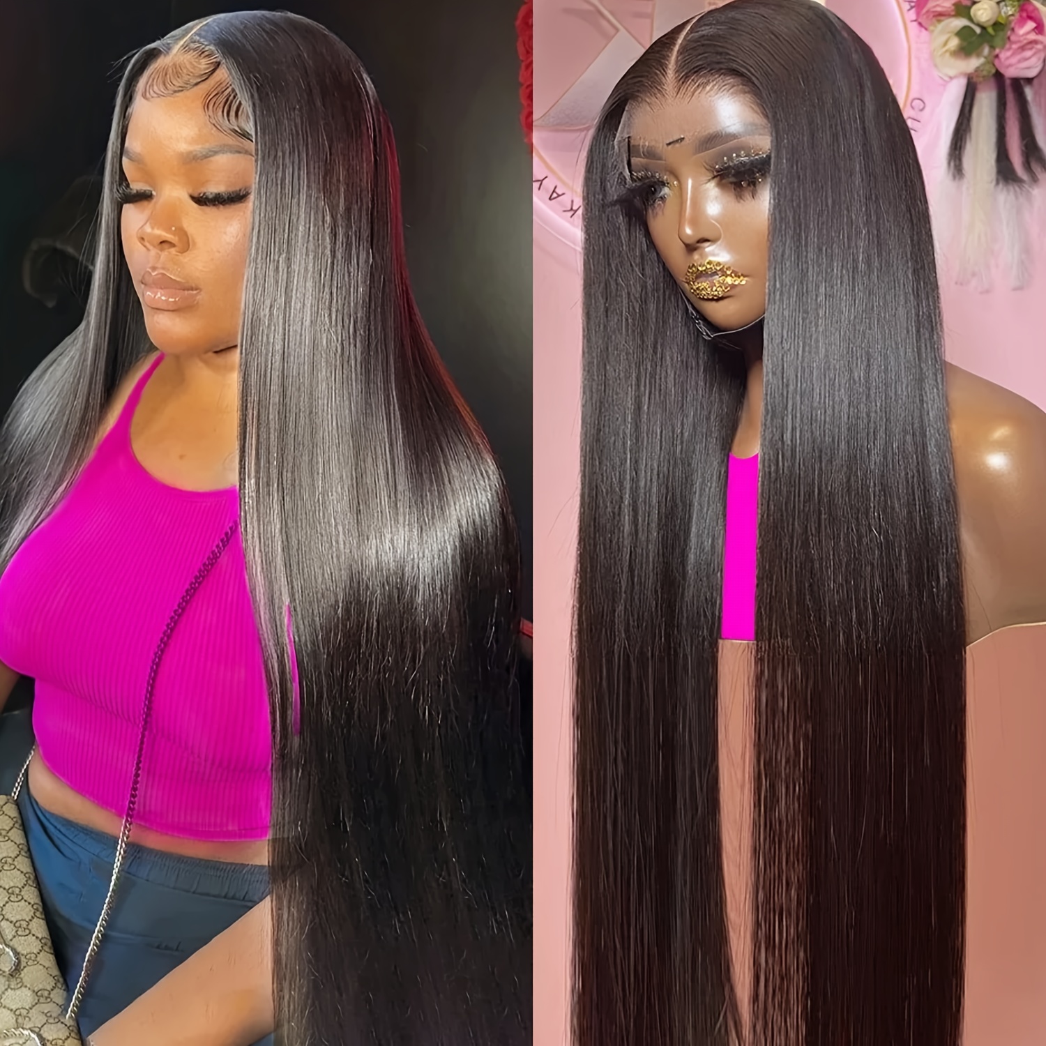 Invisible Lace Straight Wig 13x4 Lace Front Wigs Human Hair - Temu