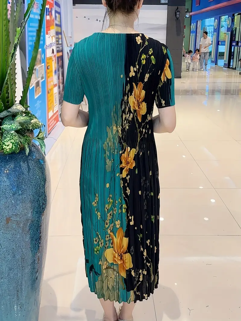 Women's flower print colorblock dress Women's flower print colorblock dress