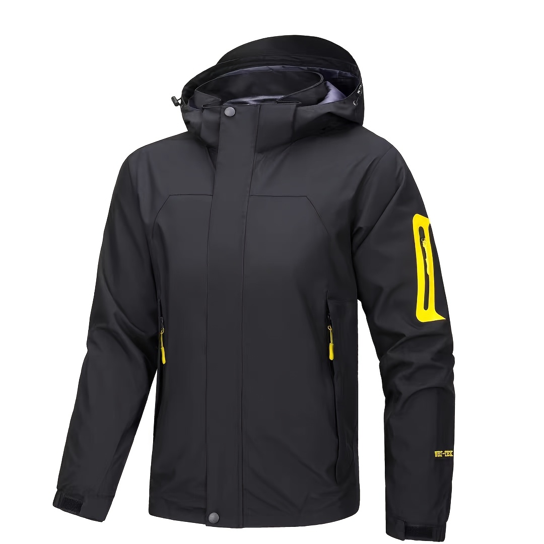 Chaqueta ligera con capucha para mujer, resistente al viento, diseño de bloques de colores contrastantes, con bolsillos con cierre, cierre duradero con cremallera, tela de alta calidad para exteriores, ideal para primavera/otoño