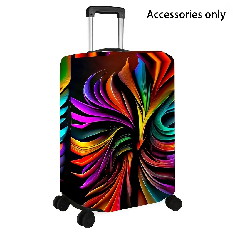 TEMU Essentials For Travel, Black Background With Vibrant Radial Abstract Pattern, Pattern Luggage Cover With Directional Wheels, A Dust-proof And