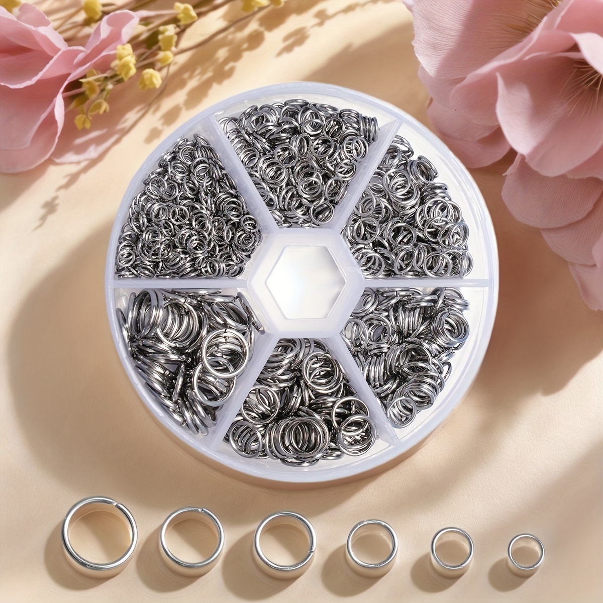 

880pcs Stainless Steel O-ring Jump Ring Set For - Assorted Sizes 4/5/6/9/10mm, Ideal For Bracelets, Earrings & Necklaces Crafting