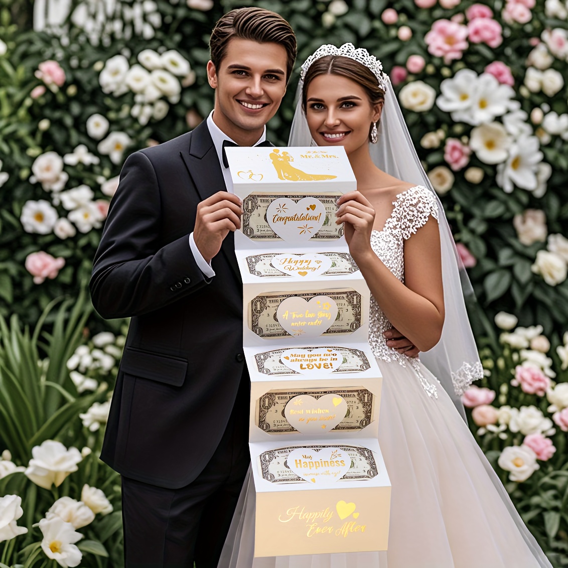 E-shop 1 Stück Hochzeitskarte für Braut Bräutigam, Hochzeitsgeschenkumschlag für Bargeld, Hochzeitsgeldhalter, Hochzeitsgeldkarte für Bargeldgeschenke,