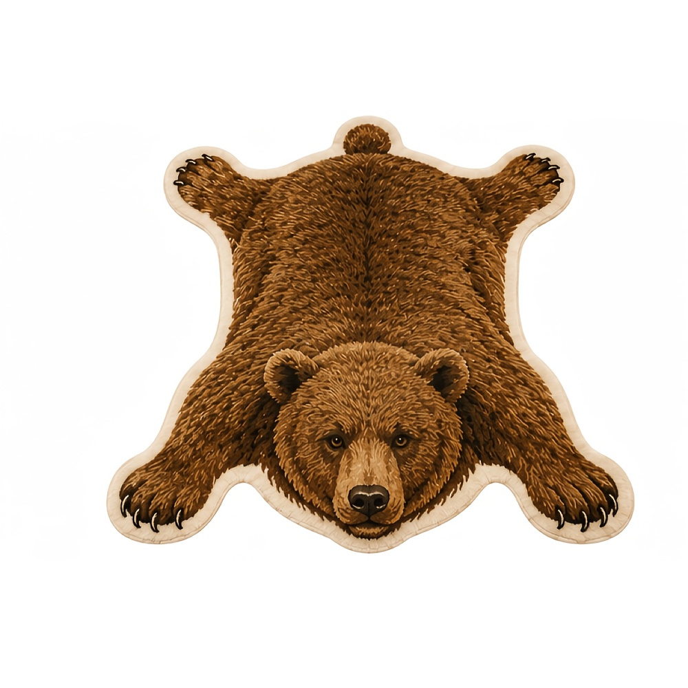 TEMU 1pc Brown Bear Shaped Area Rug, Soft Washable 800g/mÂ² Faux Cashmere Floor Mat, 2d Flat Print Bear Animal Pattern Accent Carpet For Bedroom,