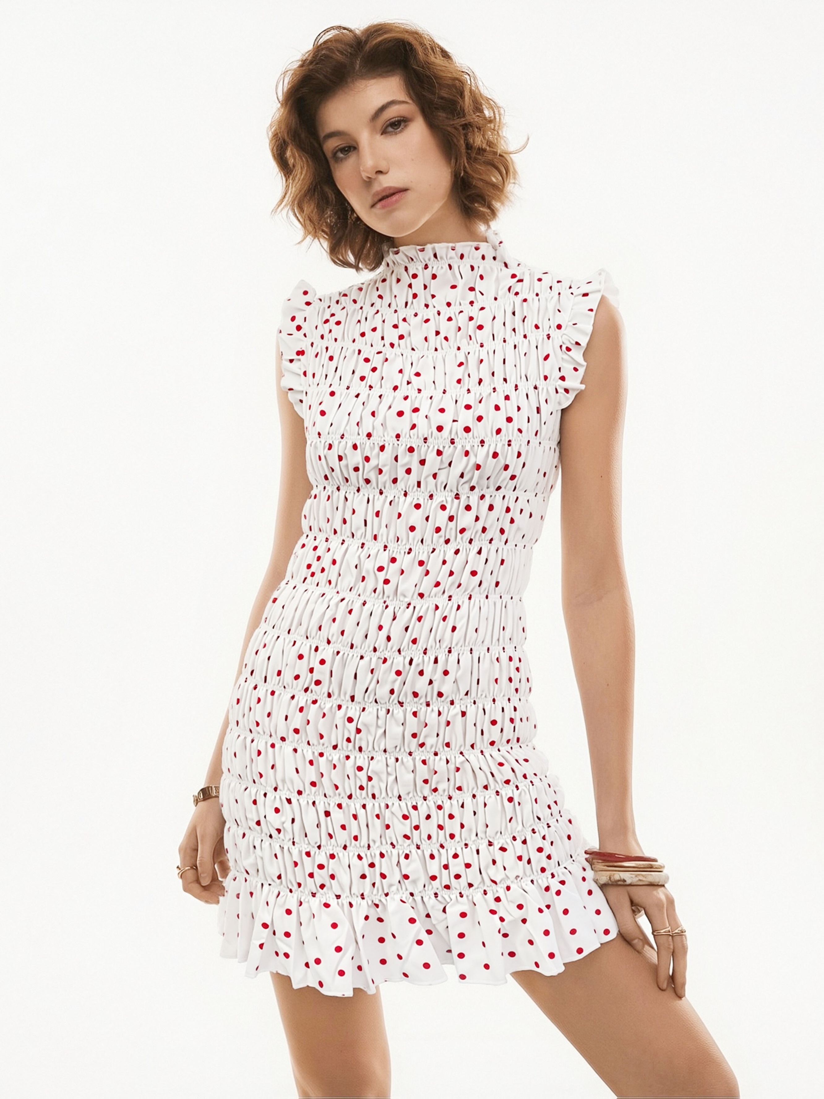 * And Summer Short Dress with Contrasting Colors And Polka Dots, Fresh And  Sweet, Stylish And Exquisite, Versatile * * And * with a Small * Collar