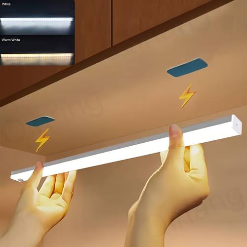 1 stück bewegungssensor-leuchte, kabellose led-nachtlampe, wiederaufladbare magnetische schrank-schranklampe, unterflurkorridorleuchte