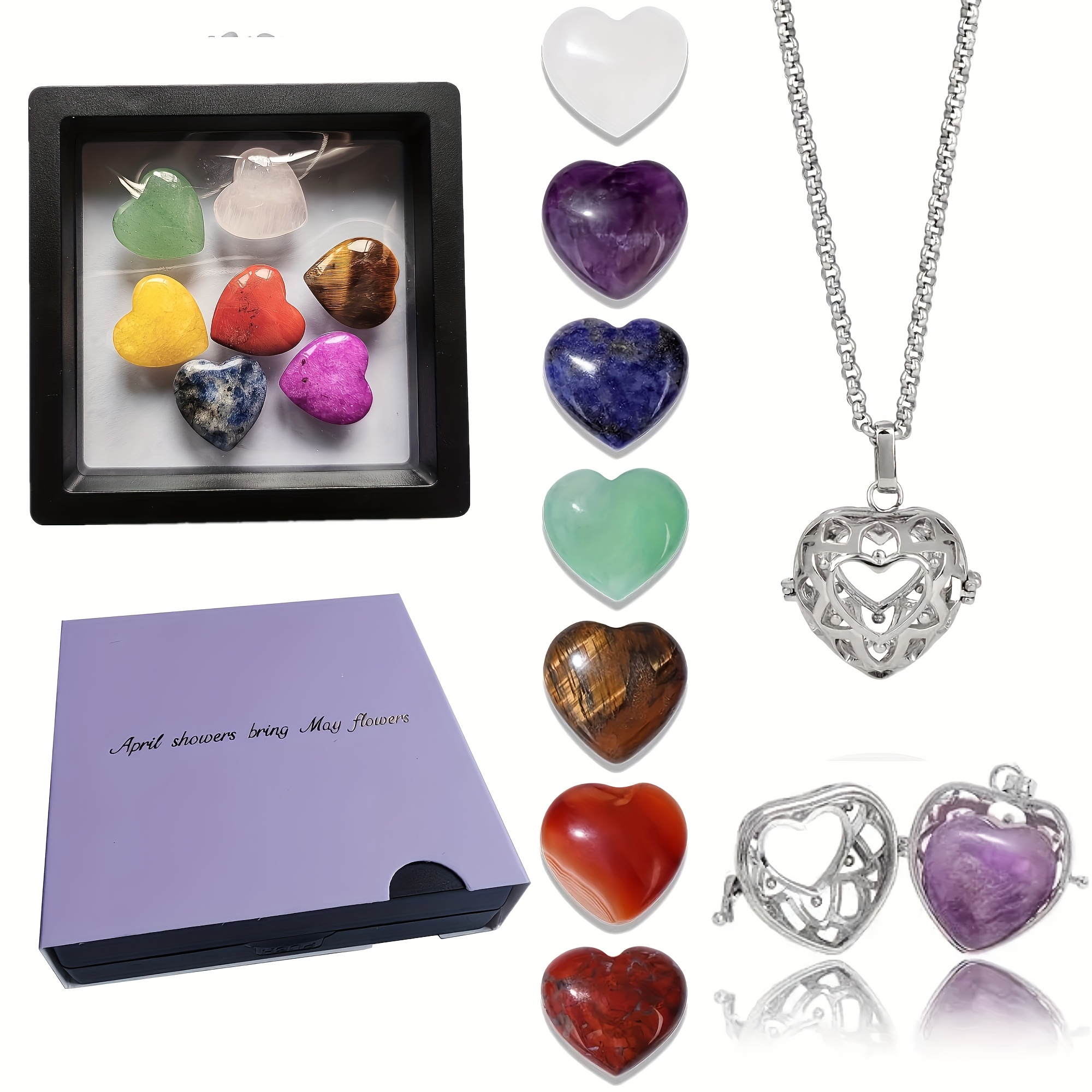 7pcs Pendant Set Heart-Shaped Stone