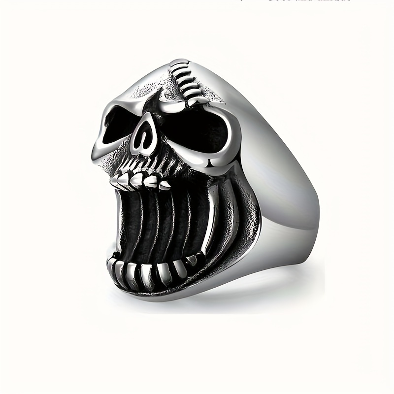 punk style skull head bottle opener ring creative alloy ring with no plating unisex personalized beer cap opening tool ring details 0