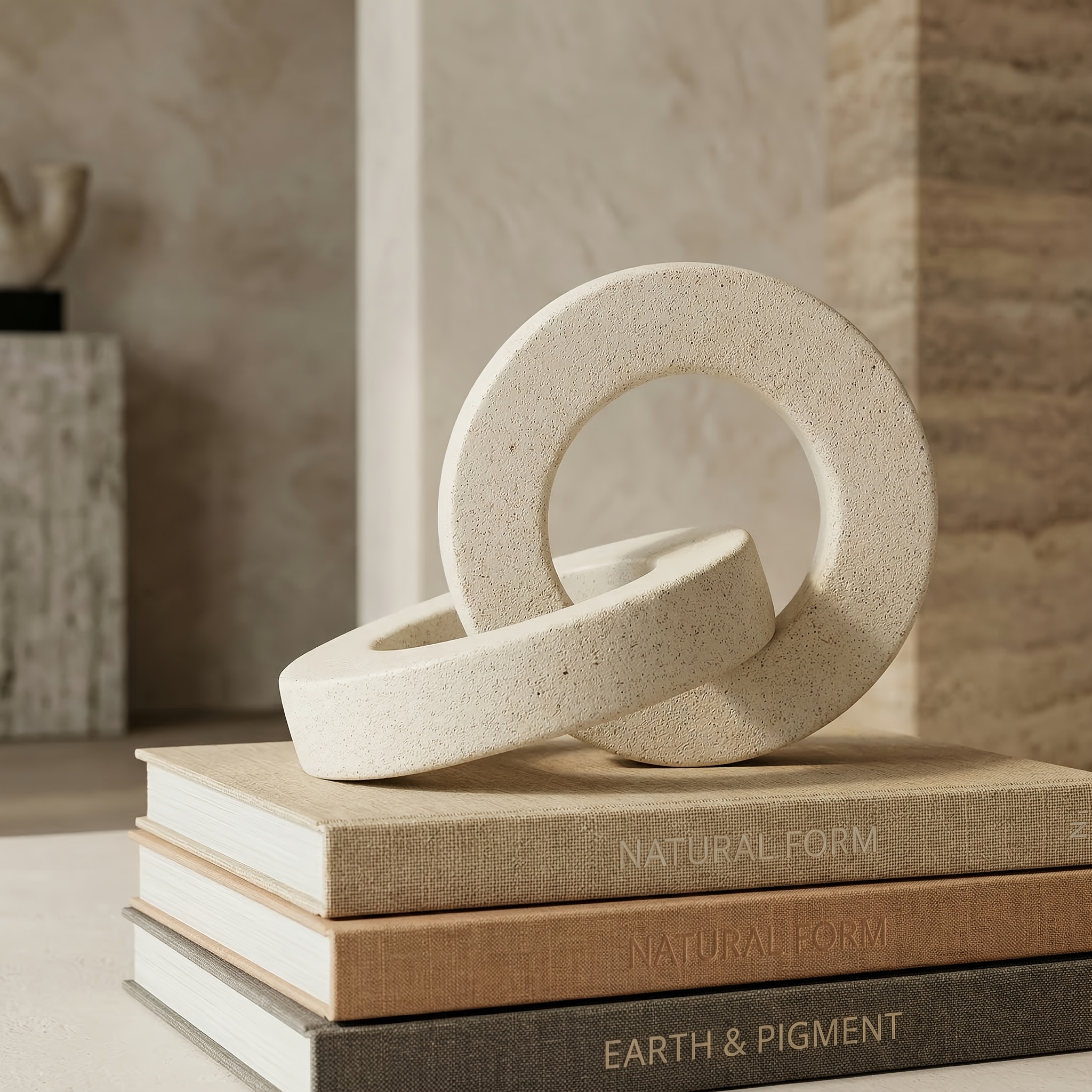 Geometric Circle Resin Ornaments – Elegant Wabi Sabi Home Decor, Luxury Minimalist Aesthetic Sculpture for Tabletop, Living Room Shelf And Desk Organization Gifts
