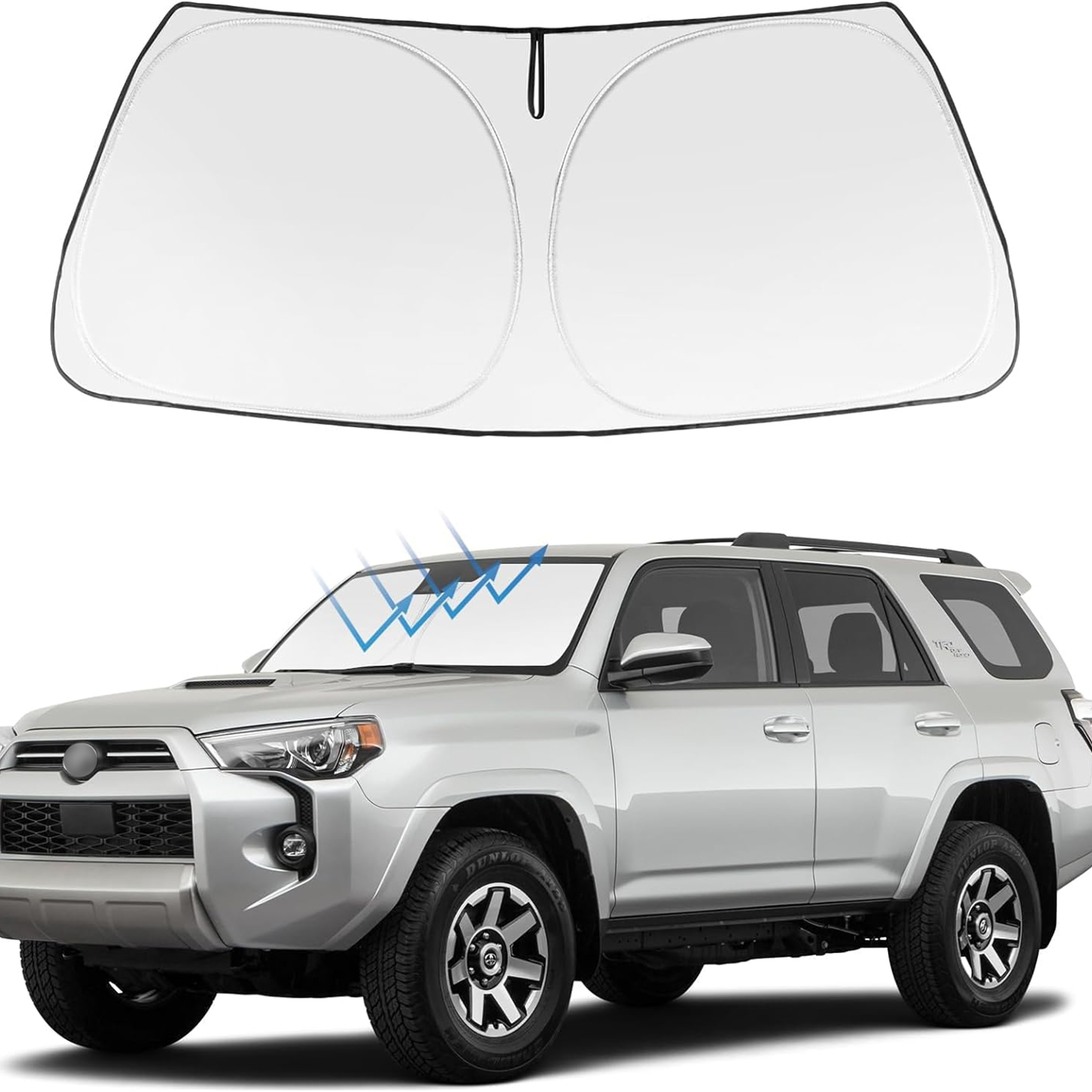

2024 Car Windshield Sunshade, Foldable Sunshade, 99% Uv Heat Reflector, Keeps Truck, Suv Interior Cool, With Mirrors Cut-out Design
