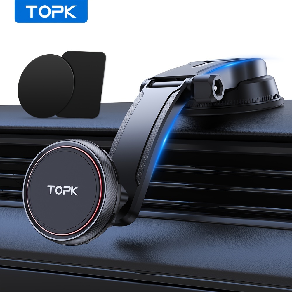 

Topk Magnetic Car Phone Holder For Dashboard, Upgraded Ultra Strong N52 Magnet Adjustable Car Phone Mount For All Phones