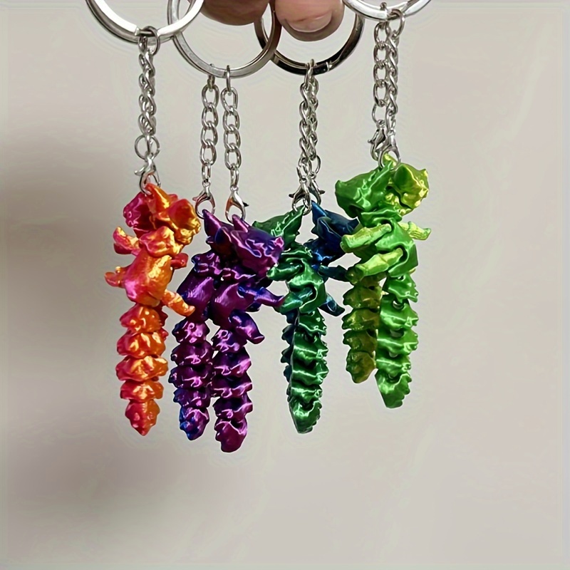 

3d Printed Fox Keychain: Artistic Craft With Multiple Joints And Rainbow Colors - Plastic Material