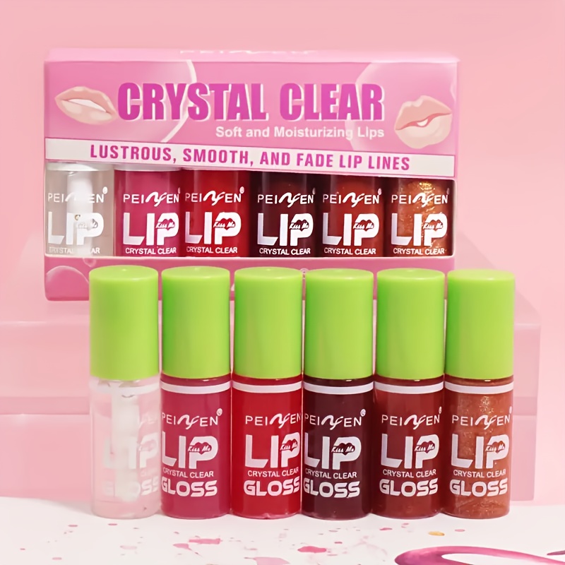 Image of 6pcs Set Mini Lip Oil Lip Gloss In 6 Colors, Long-lasting Shine And Non-sticky Formula, With Soft Brush Head, Moisturizing Tinted Lip Color, Shiny Transparent Lip Oil Moisturizing