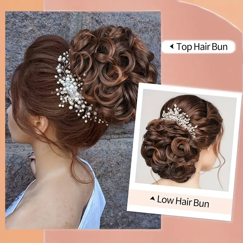 large fuller thick clip in curly hair extension synthetic updo piece for women in high temperature resistant weddings parties daily wear in blonde hair clip details 1