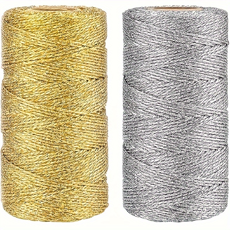 

Hdhuiun Decorative Metallic Jute Twine - 110 Yards Golden & Silver Glitter Craft String - Durable, Non-elastic Twine For Diy Crafts, Gift Wrapping, Christmas Decor, Gift Tags - 1mm Thick