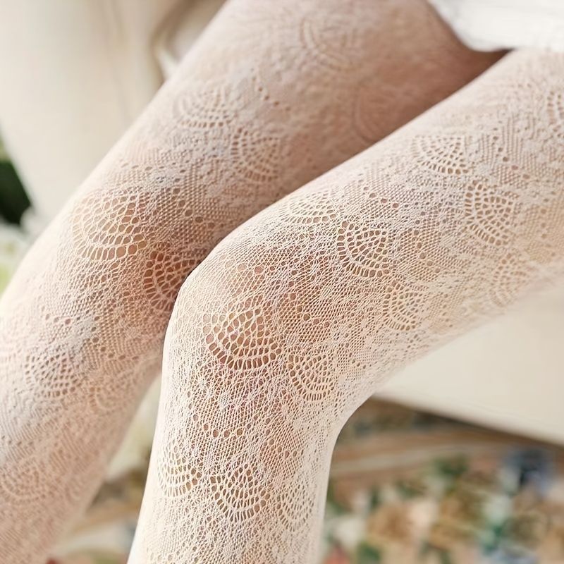 cream lace tights