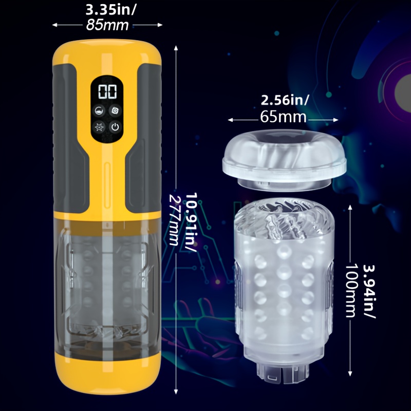 newly   male electric   with one click   mode 7 telescopic 7 rotating 7 vibrating tongue licking   dual motors with strong vibration force tpe 3d inner tank design lcd display screen details 5
