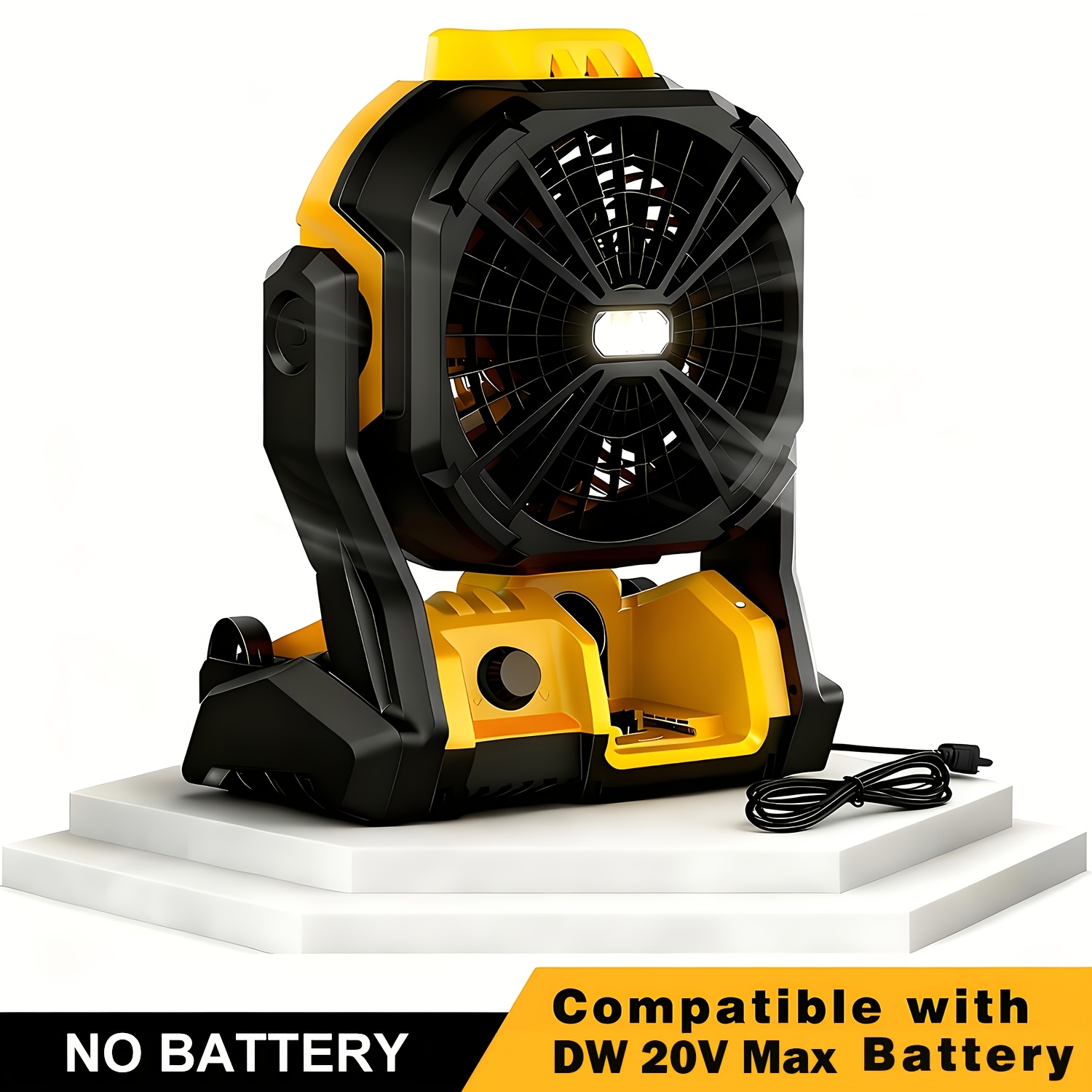 TEMU Battery Powered Fan, Cordless Fan For 20v , Portable Camping Fan With Led Lights, Variable Speed, Hanging Hook - Electric Fan For Outdoor, Tent,