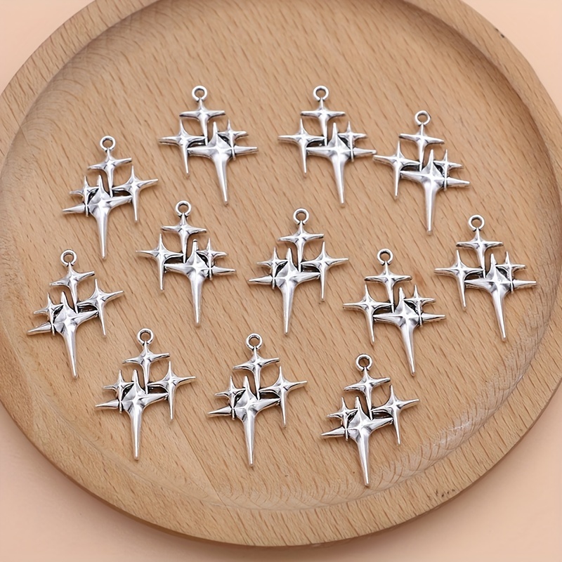 

12pcs Silver Plated Star Charms Polestar Pendants For Jewelry Making Diy Handmade Necklace Earrings Making Jewelry Accessories