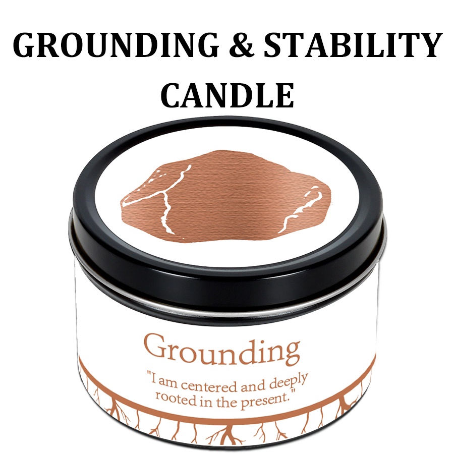 Image of Law Of Earthing Grounding Manifestation Candle | 3oz Stability & Balance Crystal Scented Candle With Soy Wax, Scented With & | Candle For Focus, Halloween