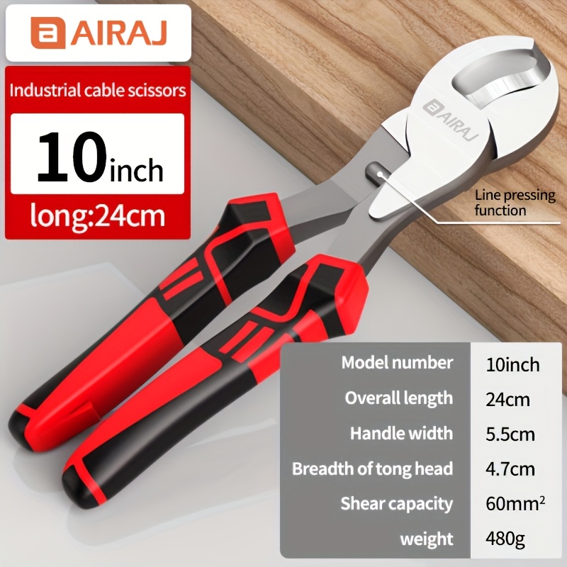 Image of Electric 6-inch/8-inch/10-inch Cable Scissors Wire Cutters, Wire Stripping Holes, Hand Tools, Suitable For Home Decoration, Electricians, Cable Cutting, Etc