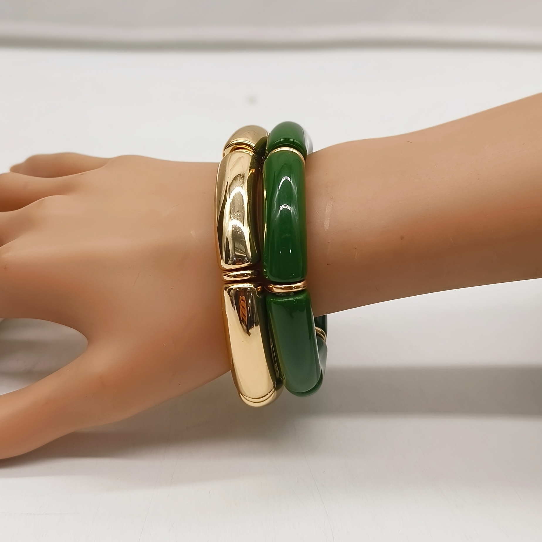 E-shop 2er-Set Boho-Chic Harz-Armreifen - Vintage & Elegante Stretch-Armbänder für den , Feiertage & Reisen