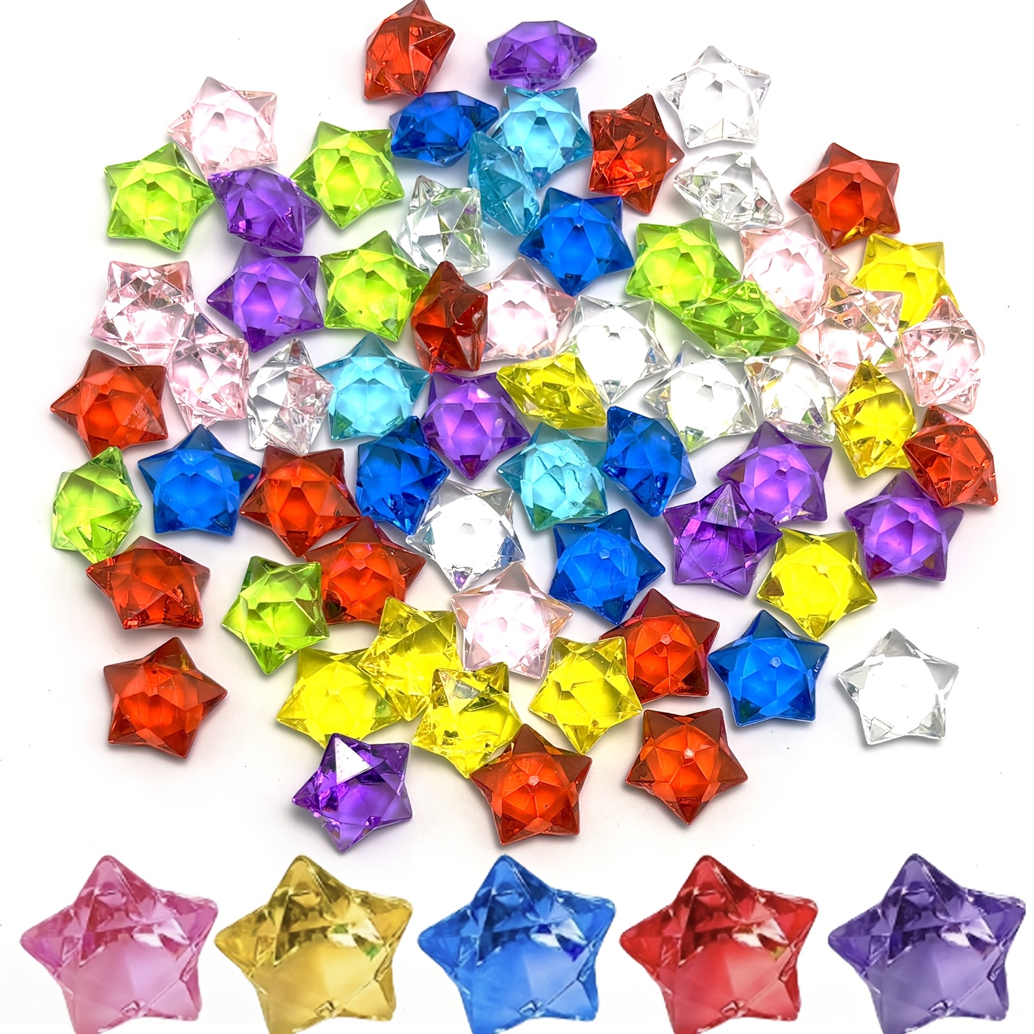 Image of 45pcs Acrylic Multi- Pentagram For Weddings, Parties, Diy Crafts, Home Decoration, Table Scatters Decoration, Vase Filler, Photo Prop, Fish Tank Filler