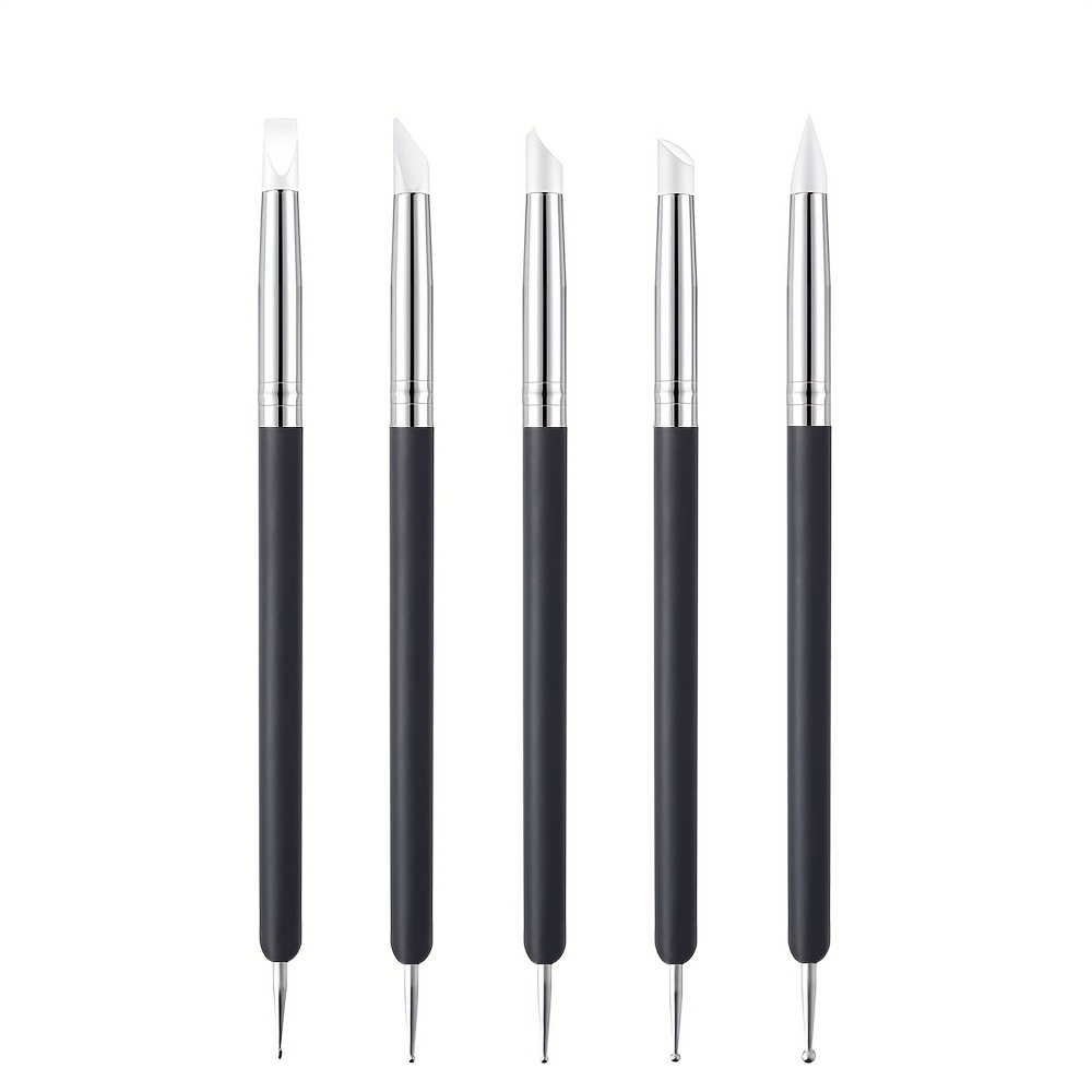 TEMU Ensemble de 5 brosses à ongles à double extrémité - Outils de placement de et de pointillages pour salon et ( facile pour les débutants),