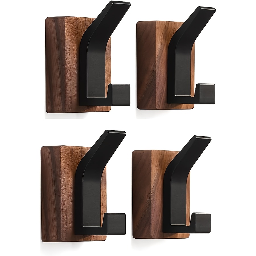 2pcs Walnut Aluminum Arm Wall Hooks - Rustic Modern Design with Walnut Finish, Anti-Slip Metal Hooks for Coats, Hats, Towels, Umbrellas - Easy Install Durable Home & Kitchen Storage Solutions, Entryway Organization, Sleek Hook Design, Coat Hangers, Contemporary Style, Sturdy Construction, Household Essentials, Utility Hooks