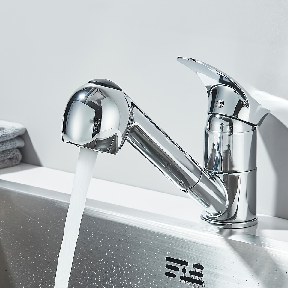 Image of Kitchen Tap, Extendible, 360° Rotating Kitchen Tap With 2 Jet Types, Shower, Single Lever Kitchen Tap, Mixer Tap For Kitchen, Sink Tap, Kitchen Sink Tap, Silvery